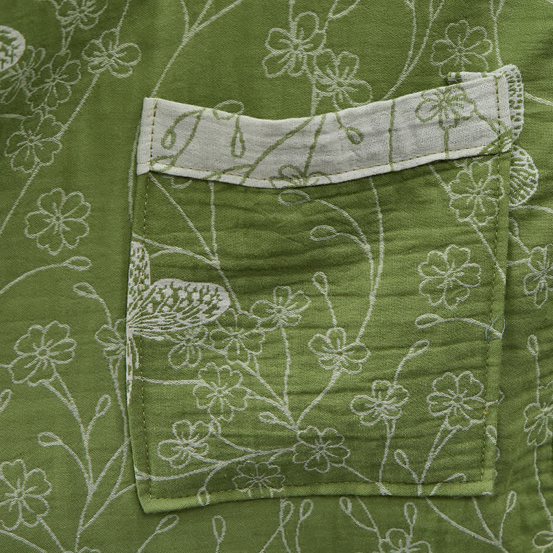 Olive Botanical Butterfly Kimono Bathrobe - image 5