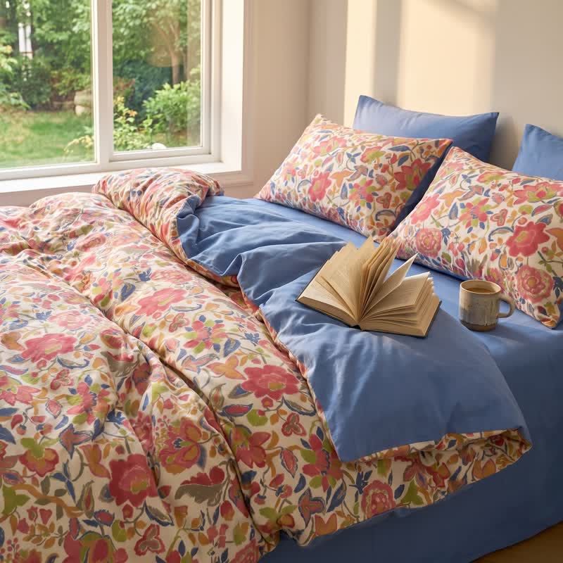 Cottage Floral Cotton Double Gauze Bedding Set - image 1