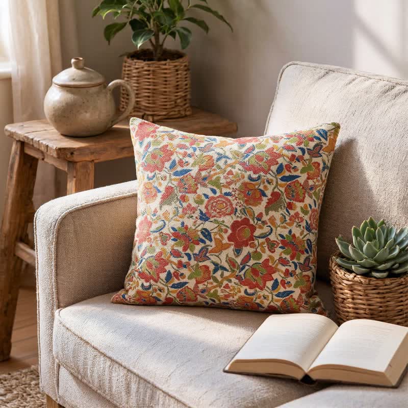Vintage Pink Floral Double Gauze Throw Pillow - image 3