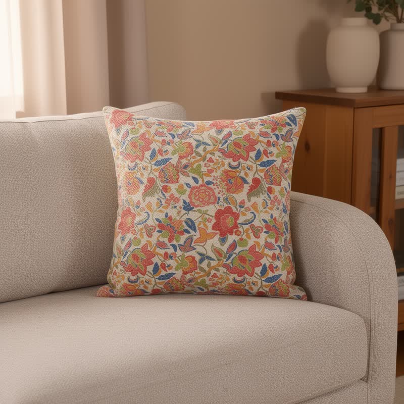 Vintage Pink Floral Double Gauze Throw Pillow - image 4
