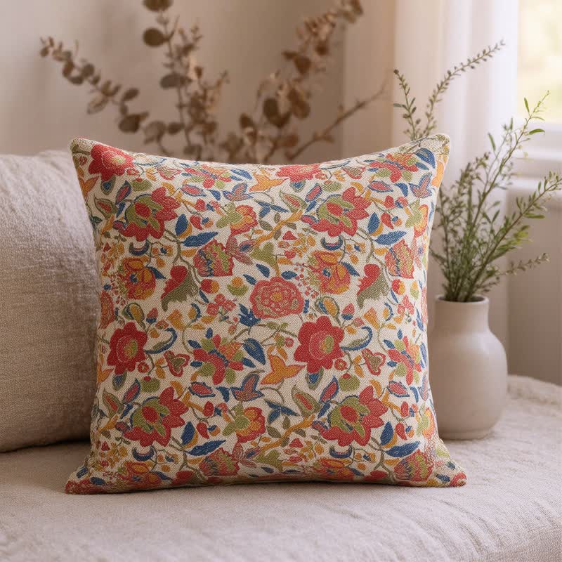 Vintage Pink Floral Double Gauze Throw Pillow - image 1