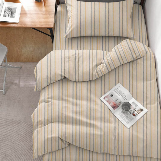 Neutral Striped Twin XL Dorm Bedding Set - Yellow & Grey Striped - Twin XL - 5-Piece Complete Set - image 0