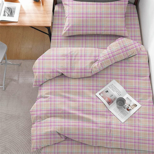 Soft Purple Plaid Twin XL Dorm Bedding Set - Pastel Purple Plaid - Twin XL - 5-Piece Complete Set - image 0