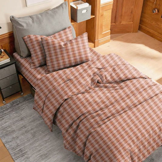 Cottage Plaid Twin XL Dorm Bedding Set - Caramel - Twin XL - 5-Piece Complete Set - image 0