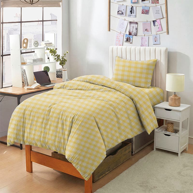 Sunny Gingham Twin XL Dorm Bedding Set - image 1