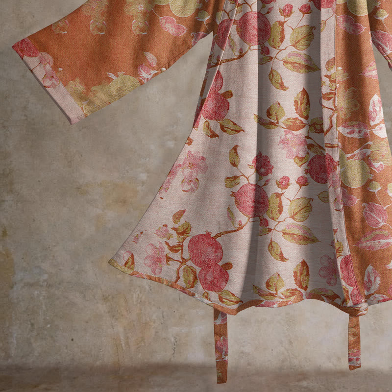 Botanical Pomegranate Print Cotton Kimono Robe - image 4