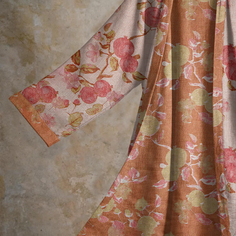 Botanical Pomegranate Print Cotton Kimono Robe - image 7