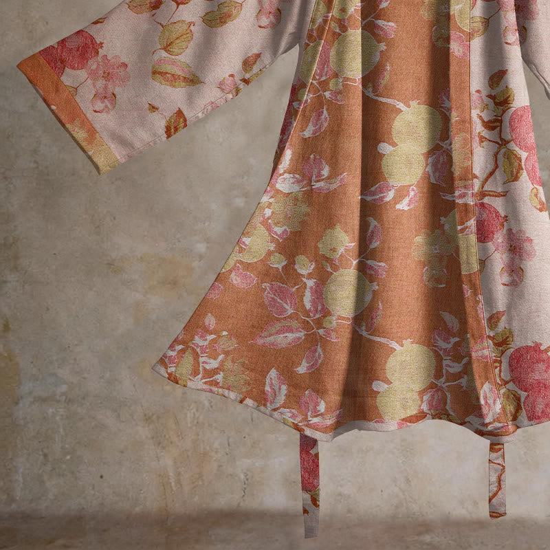 Botanical Pomegranate Print Cotton Kimono Robe - image 9