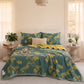Nordic Ginkgo Leaf Reversible Cotton Quilt - Green - Quilt with 2PCS Pillowcases - Cal King - image 2