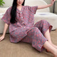 Plus Size Ruffle Trim Cropped Capri Loungewear Set - Purple - 5XL - image 6