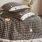 Cozy Khaki Gingham Quilt  with Puppy Embroidery - Brown - Quilt with 2pcs pillowcases - Queen - image 4
