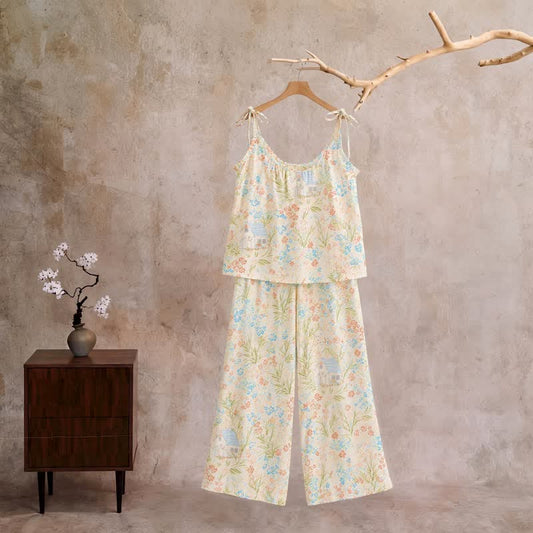 Meadow Bloom Cami Lounge Set - Off-White Floral - XL - image 0