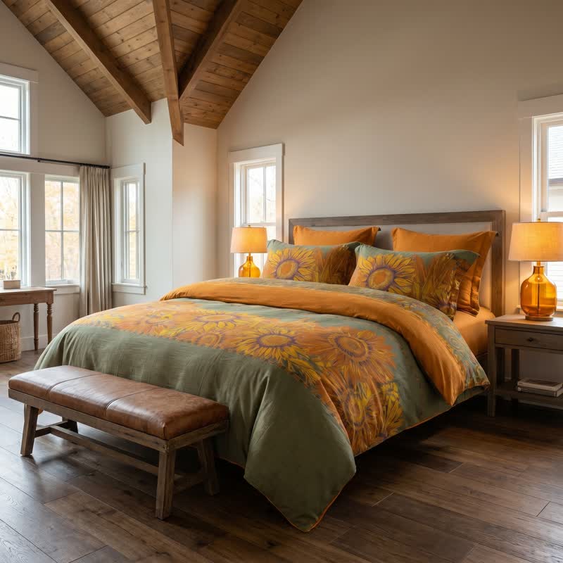 Vintage Sunflower Cotton Gauze Bedding Set - image 3