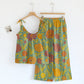 Retro Peony Cotton Cami Loungewear Set - Teal & Orange - XL - image 4