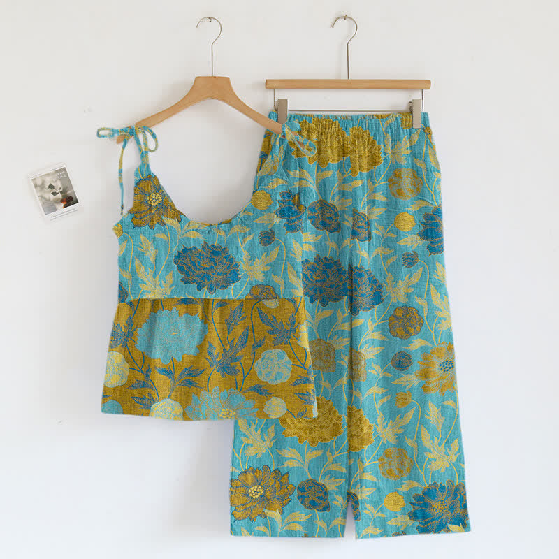 Retro Peony Cotton Cami Loungewear Set - image 9