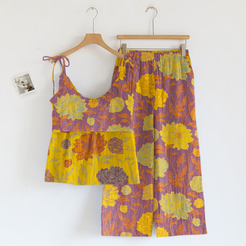 Retro Peony Cotton Cami Loungewear Set - image 21