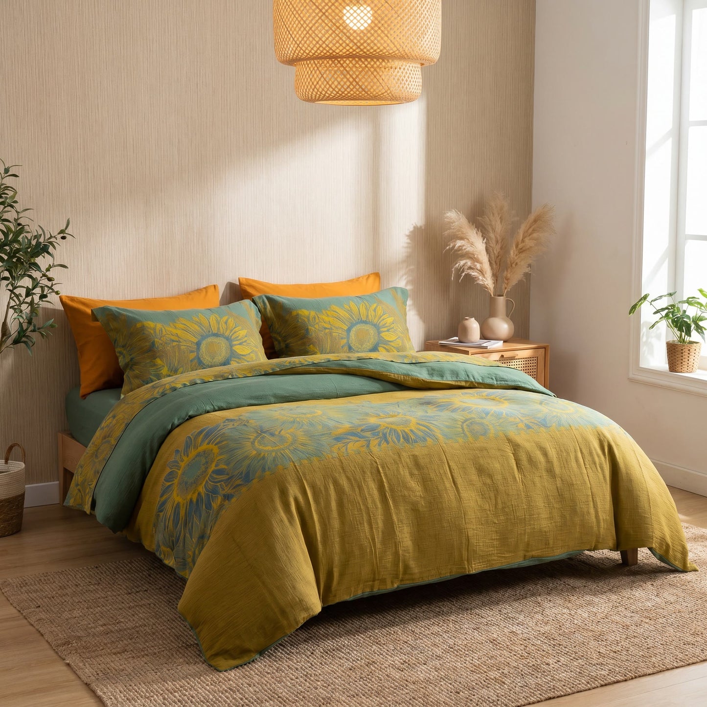 Vintage Sunflower Cotton Gauze Bedding Set - image 21