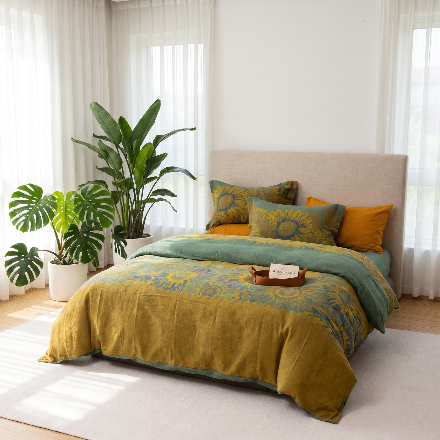 Vintage Sunflower Cotton Gauze Bedding Set - image 22