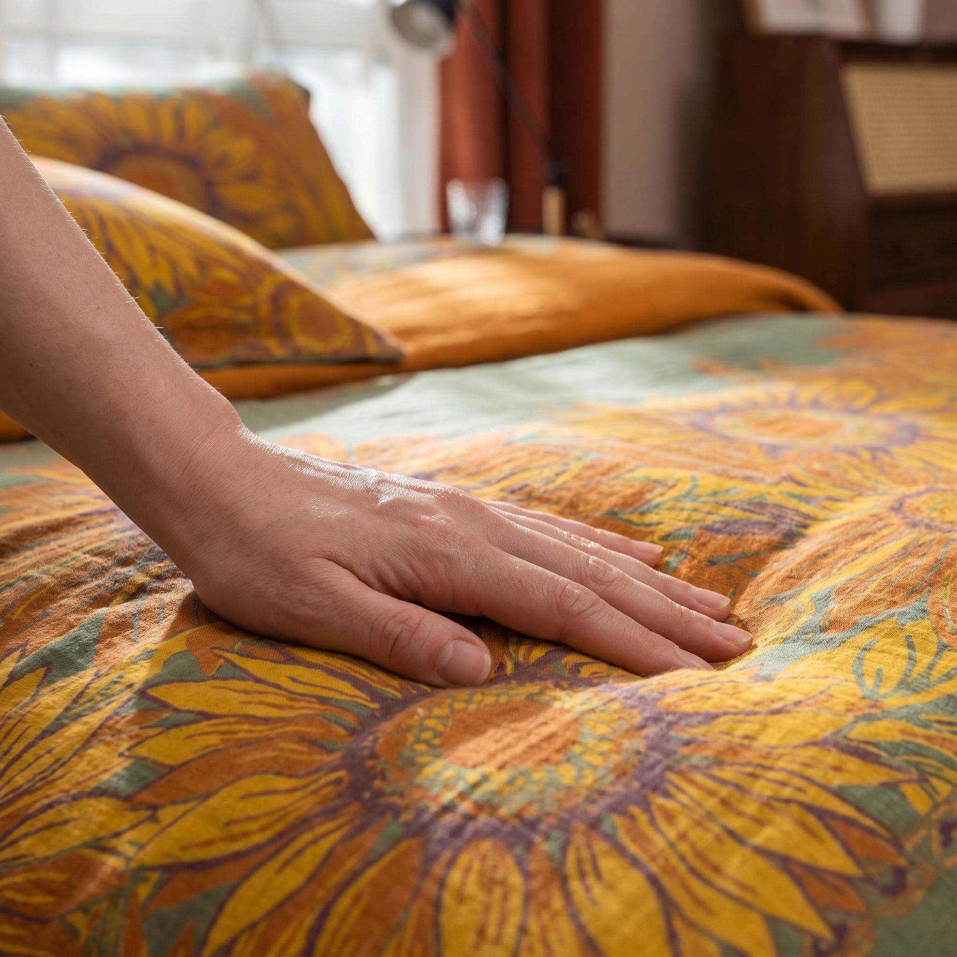Vintage Sunflower Cotton Gauze Bedding Set - image 5