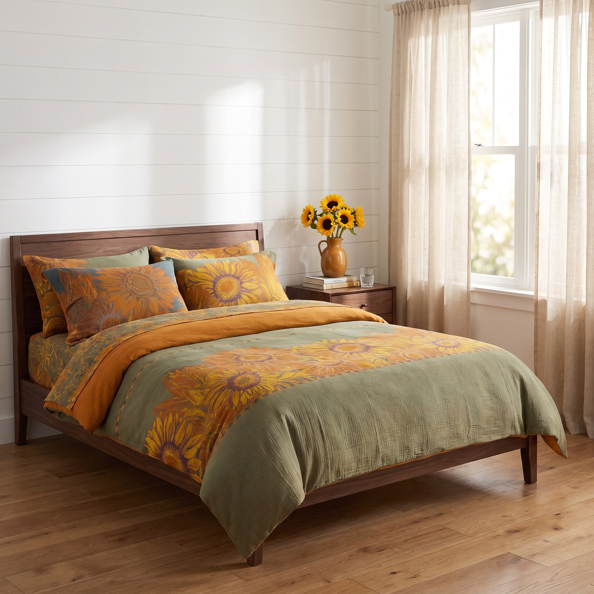 Vintage Sunflower Cotton Gauze Bedding Set - image 2
