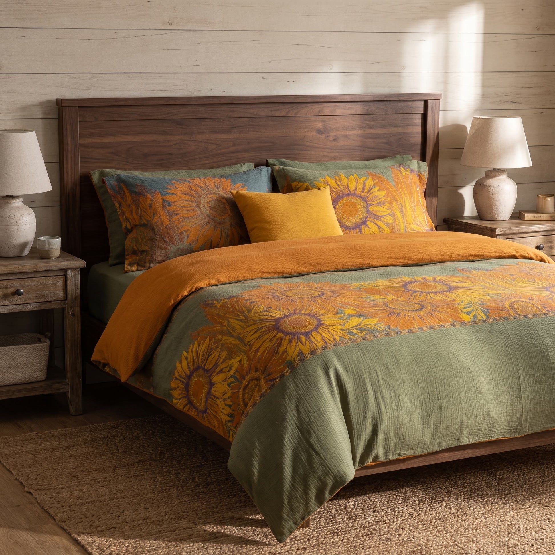 Vintage Sunflower Cotton Gauze Bedding Set - image 1