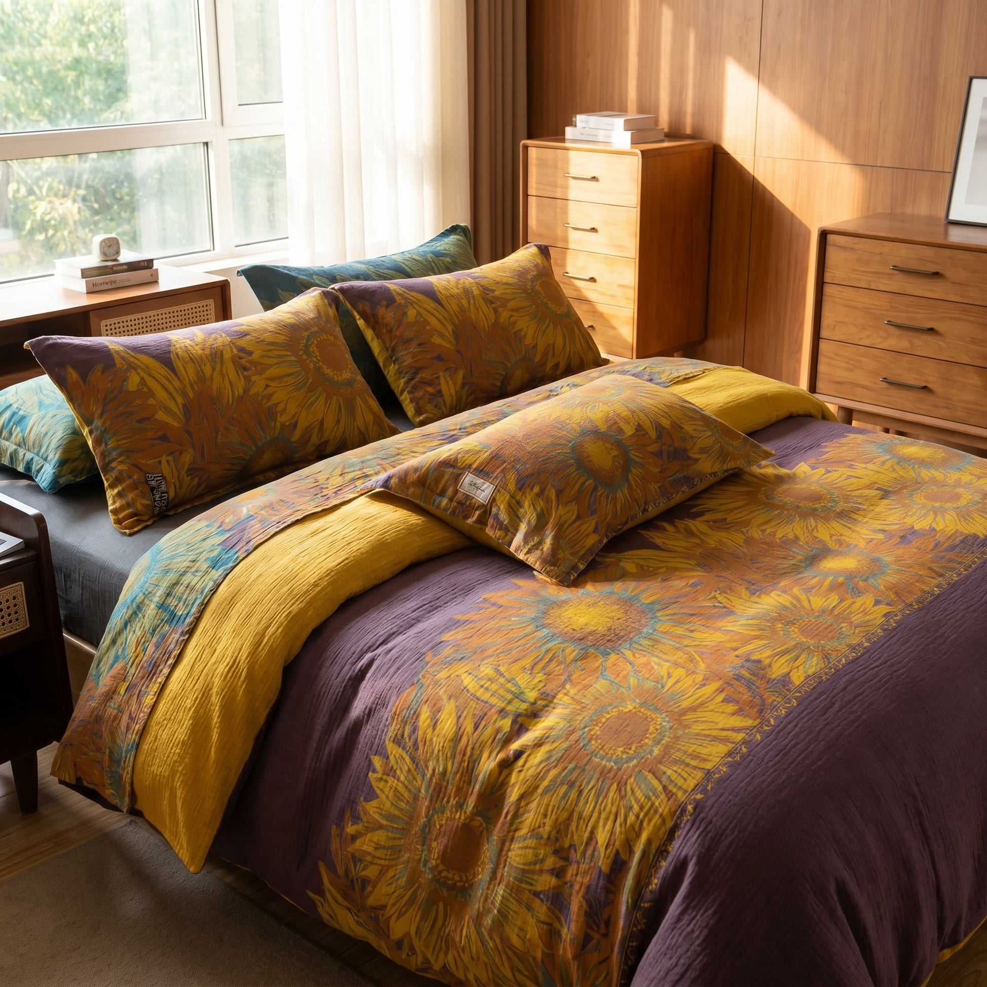 Vintage Sunflower Cotton Gauze Bedding Set - image 10