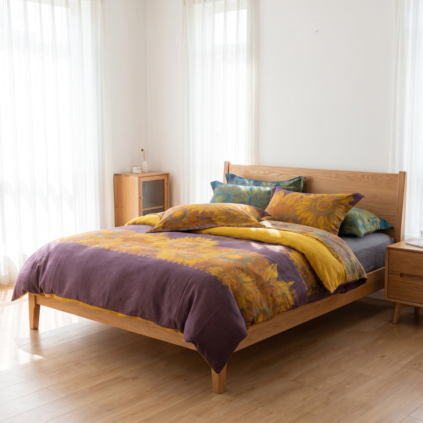 Vintage Sunflower Cotton Gauze Bedding Set - image 12