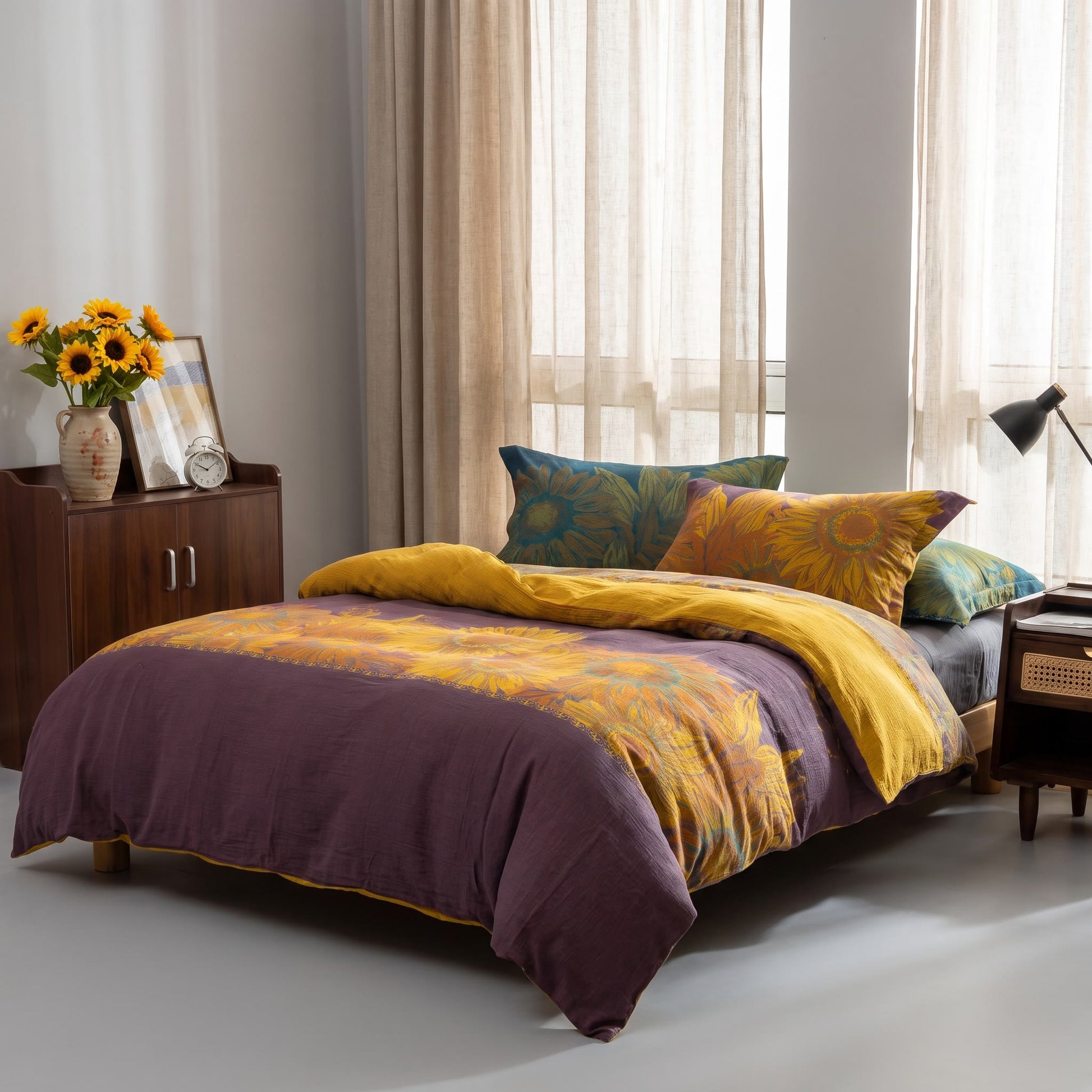 Vintage Sunflower Cotton Gauze Bedding Set - image 13