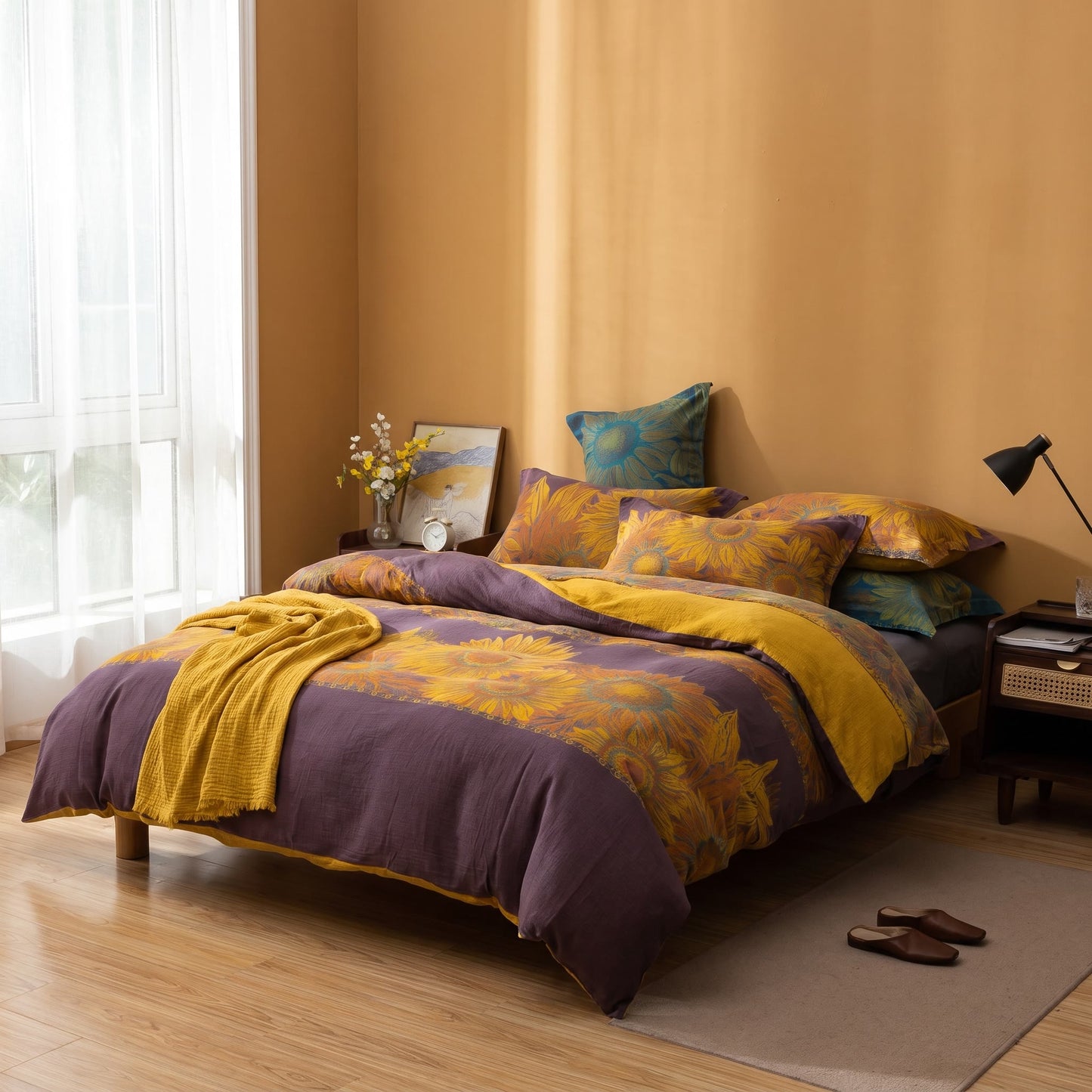 Vintage Sunflower Cotton Gauze Bedding Set - image 9