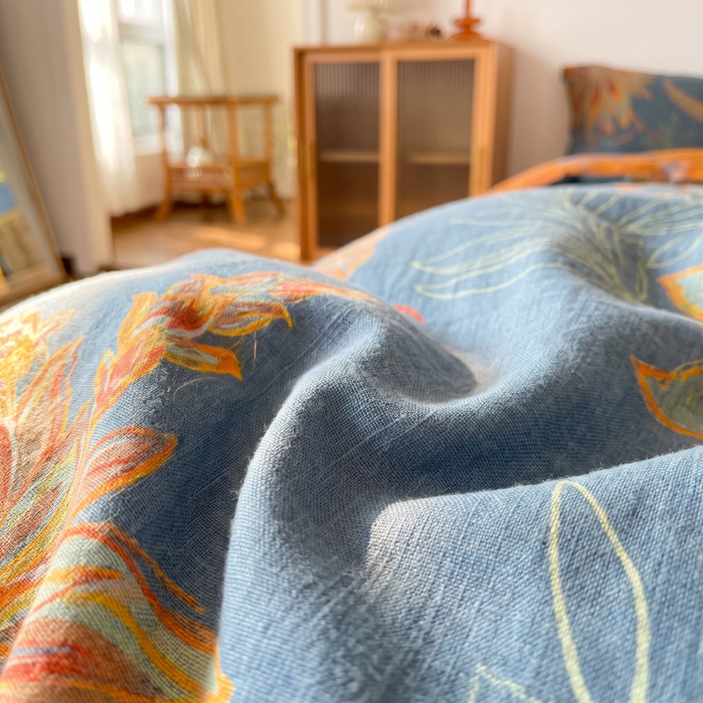 Vintage Floral Cotton Gauze Bedding Set - image 5