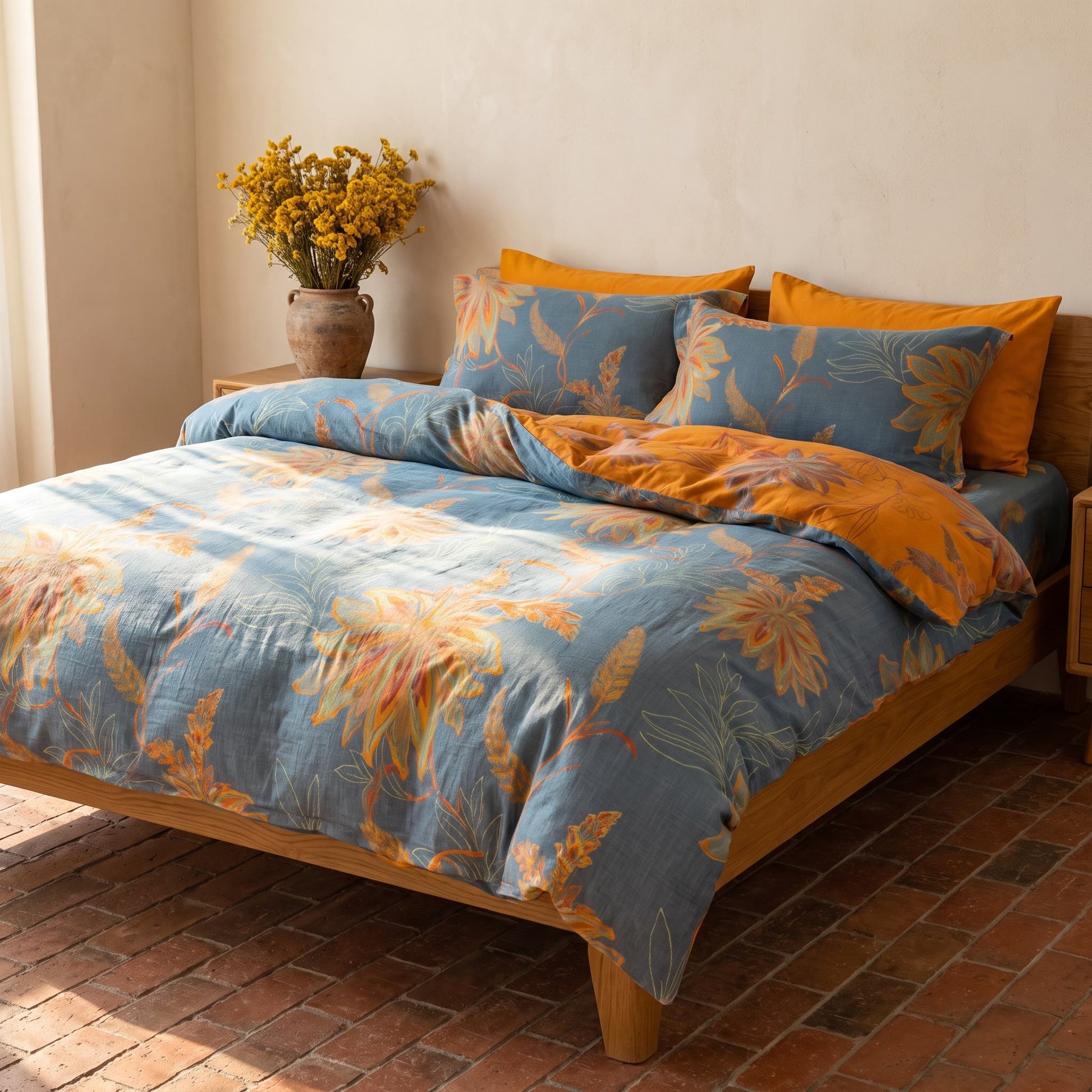 Vintage Floral Cotton Gauze Bedding Set - image 1