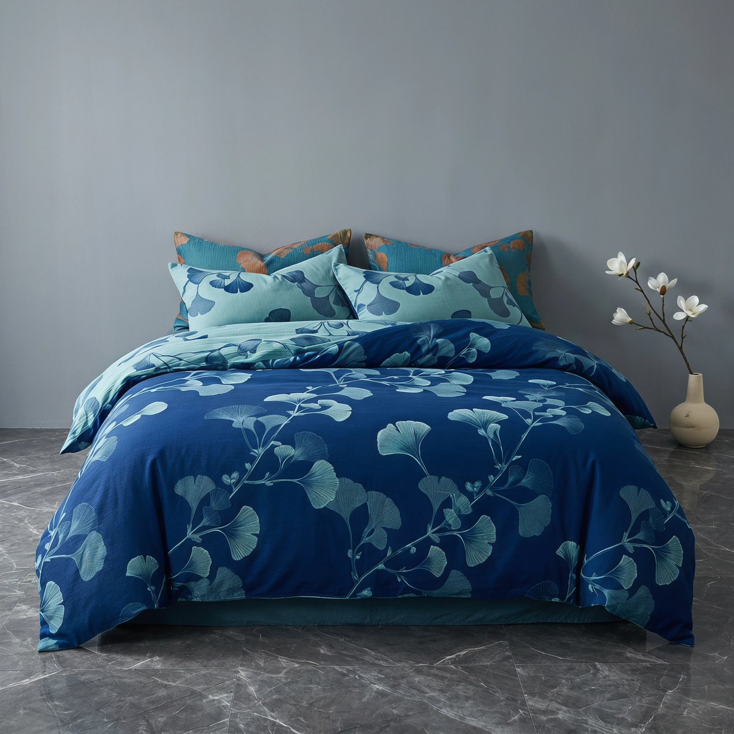 Vintage Ginkgo Leaf Cotton Bedding Set - image 4