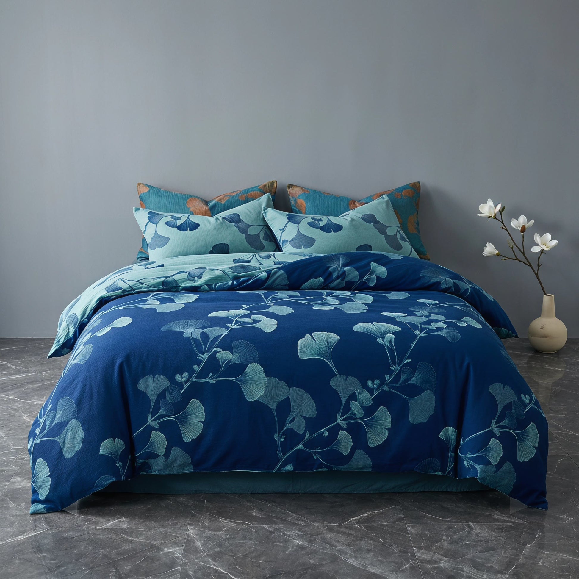 Vintage Ginkgo Leaf Cotton Bedding Set - image 4