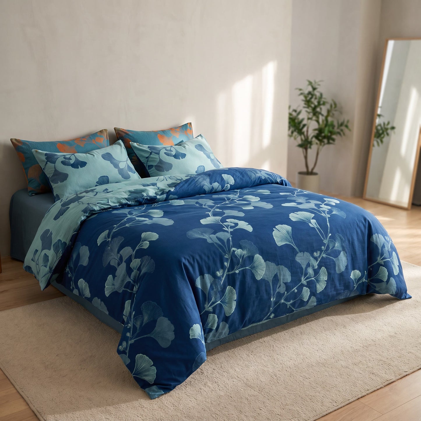 Vintage Ginkgo Leaf Cotton Bedding Set - image 2