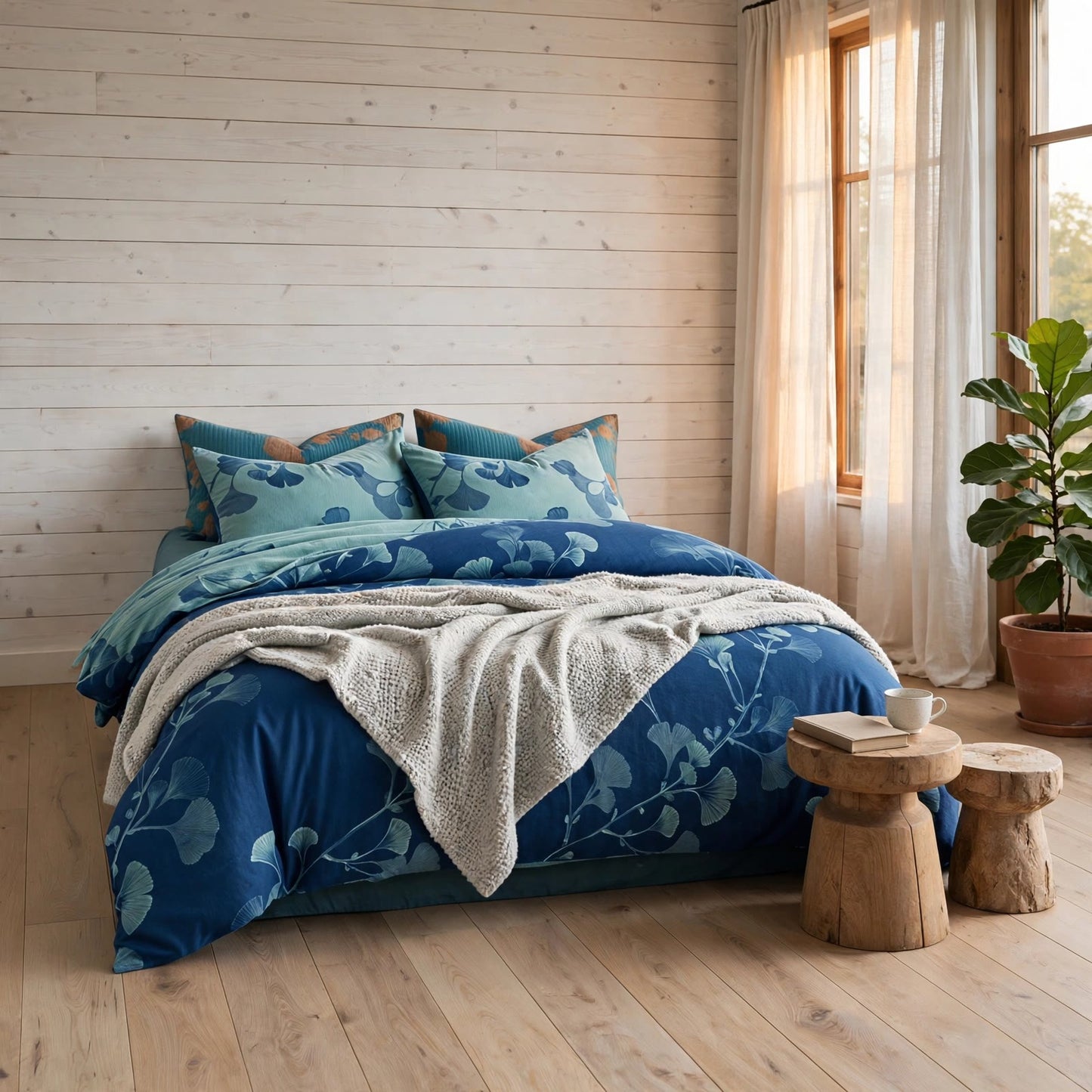 Vintage Ginkgo Leaf Cotton Bedding Set - image 3