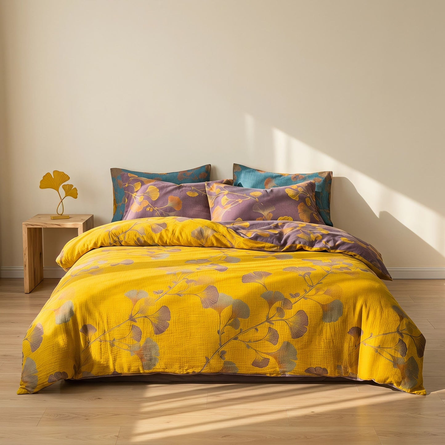 Vintage Ginkgo Leaf Cotton Bedding Set - image 10