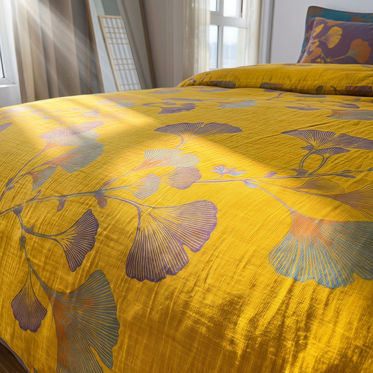 Vintage Ginkgo Leaf Cotton Bedding Set - image 12