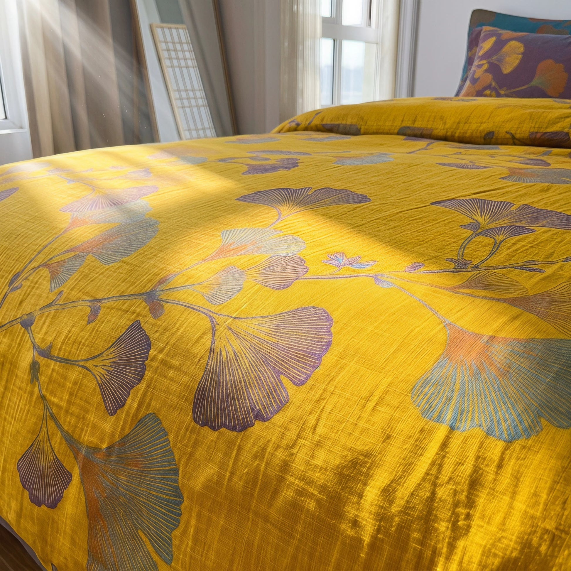 Vintage Ginkgo Leaf Cotton Bedding Set - image 12