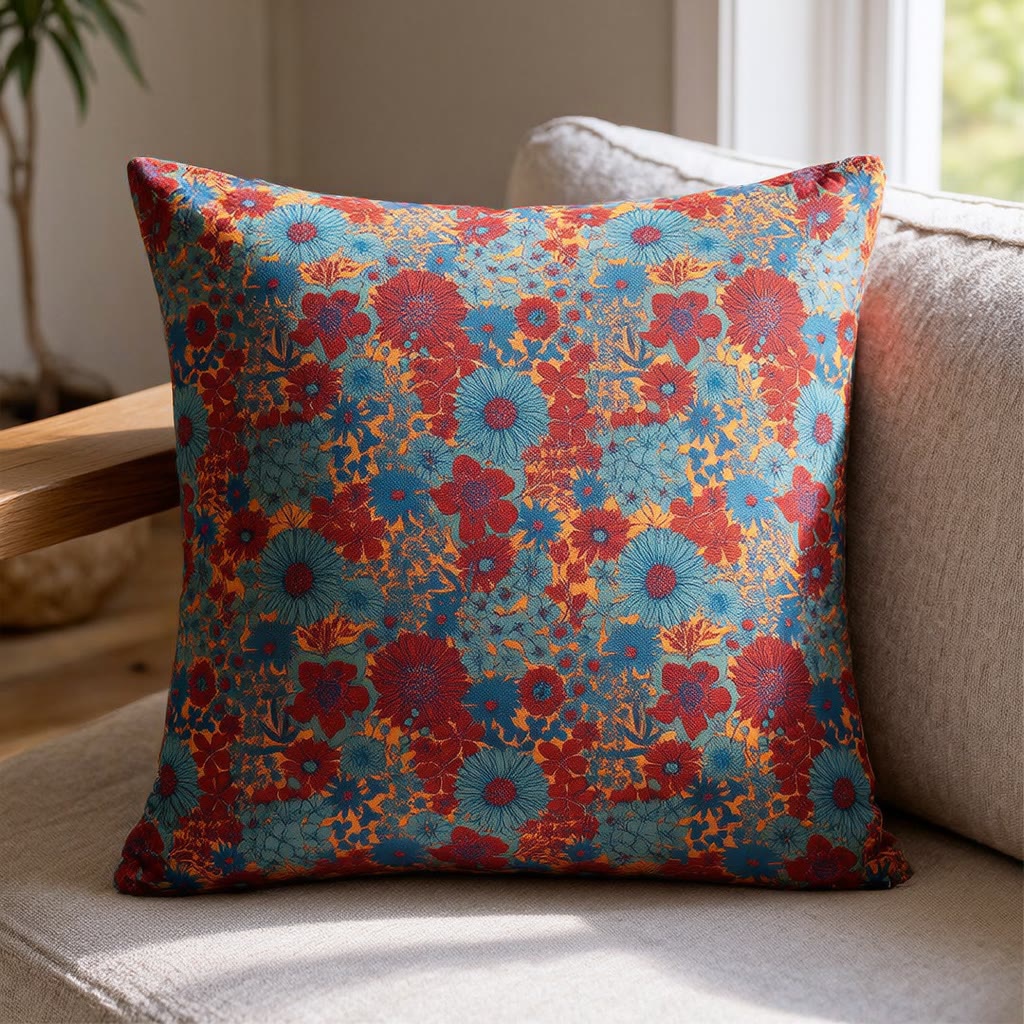 Vintage Floral Cotton Gauze Pillow - Green - Pillow - image 0