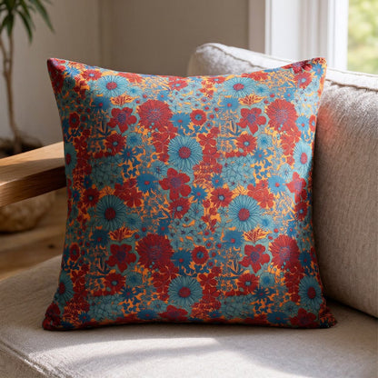 Vintage Floral Cotton Gauze Pillow - Green - Pillow - image 0