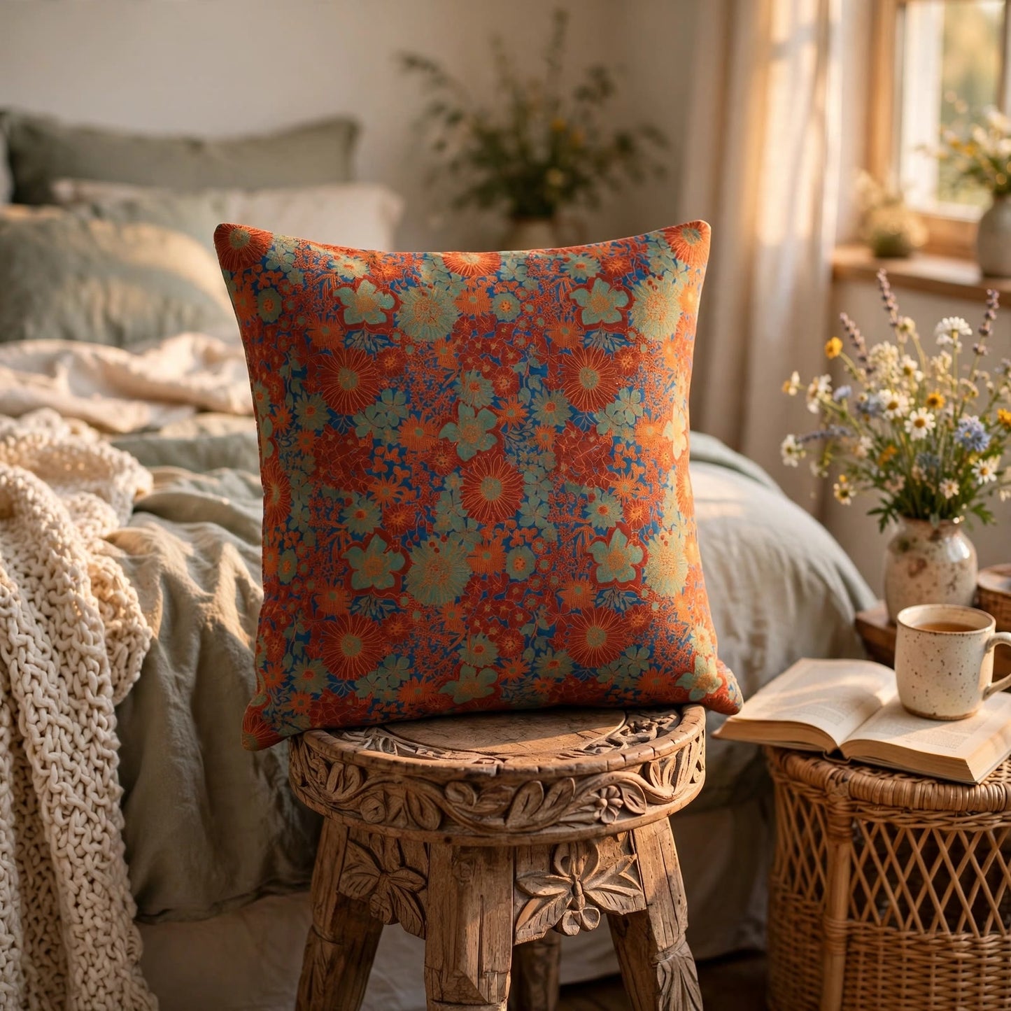 Vintage Floral Cotton Gauze Pillow - image 4