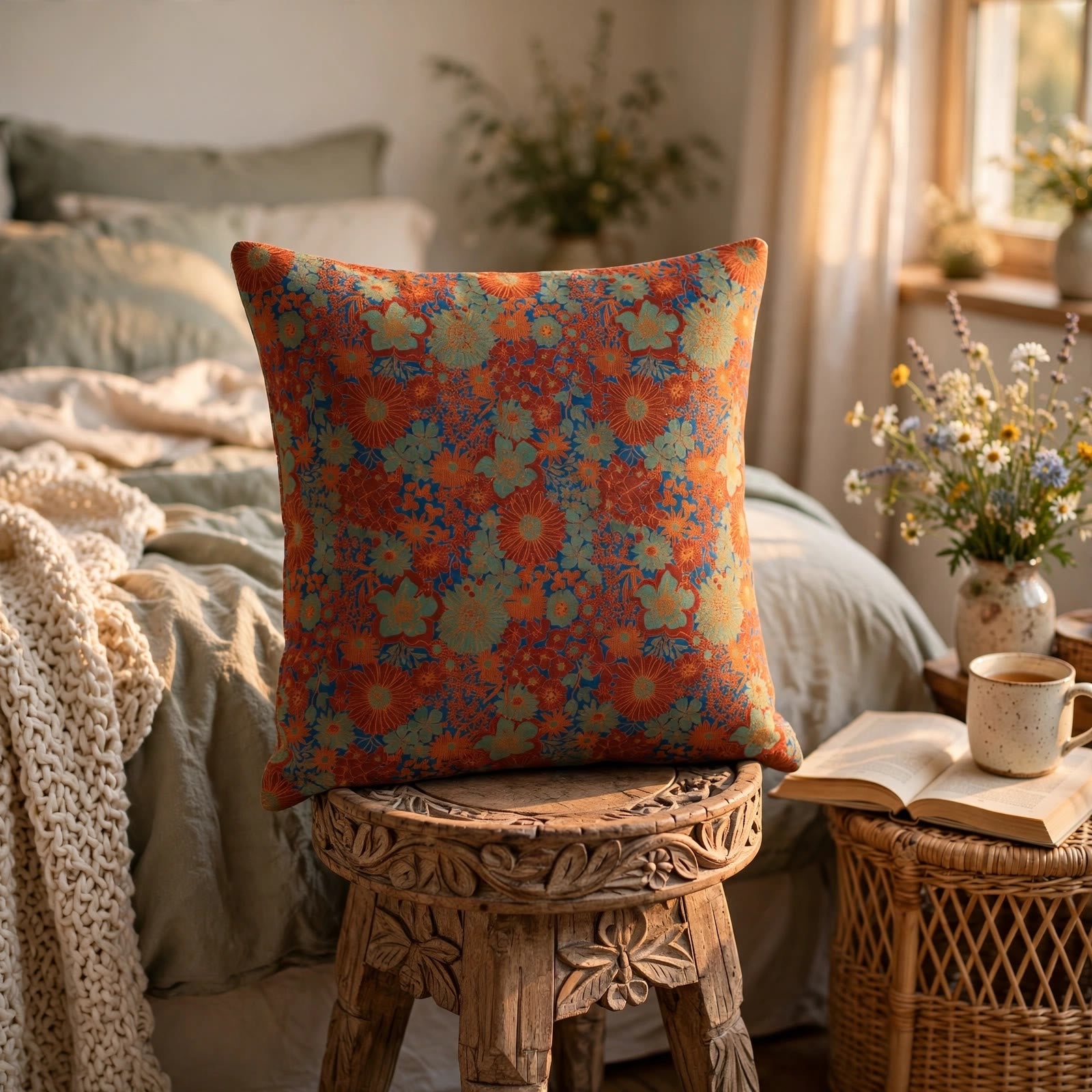 Vintage Floral Cotton Gauze Pillow - image 4