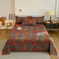 Retro Floral Cotton Gauze Bedding Set - Red - Bedspread with 2PCS Pillowcases - King - image 3
