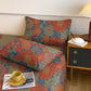 Retro Floral Cotton Gauze Bedding Set - Red - Pillowcases - 40" x 20" - image 7