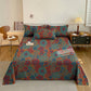 Retro Floral Cotton Gauze Bedding Set - Green - Bedspread with 2PCS Pillowcases - King - image 1
