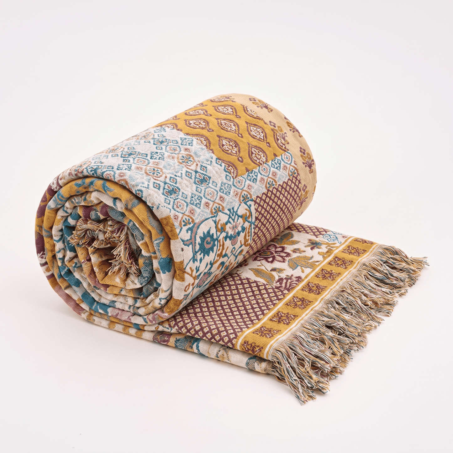 Reversible Boho Patchwork Muslin Blanket Quilt - image 1