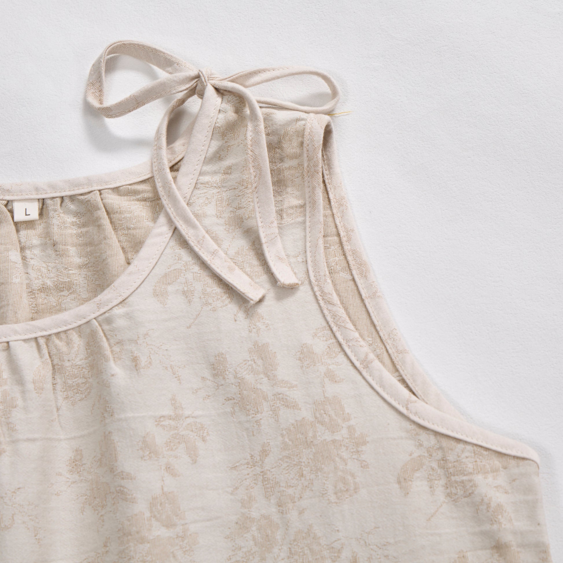 Beige Retro Flower Cotton Nightdress - image 3