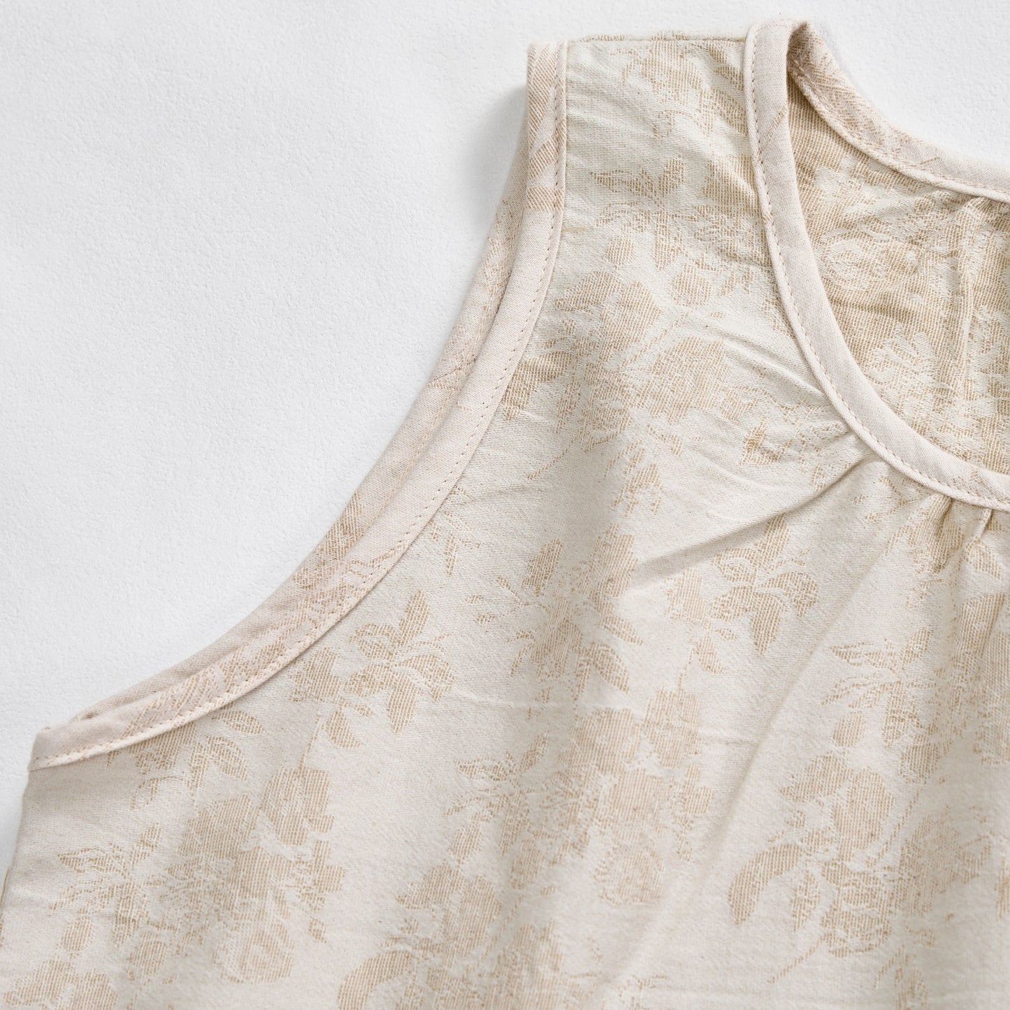 Beige Retro Flower Cotton Nightdress - image 4