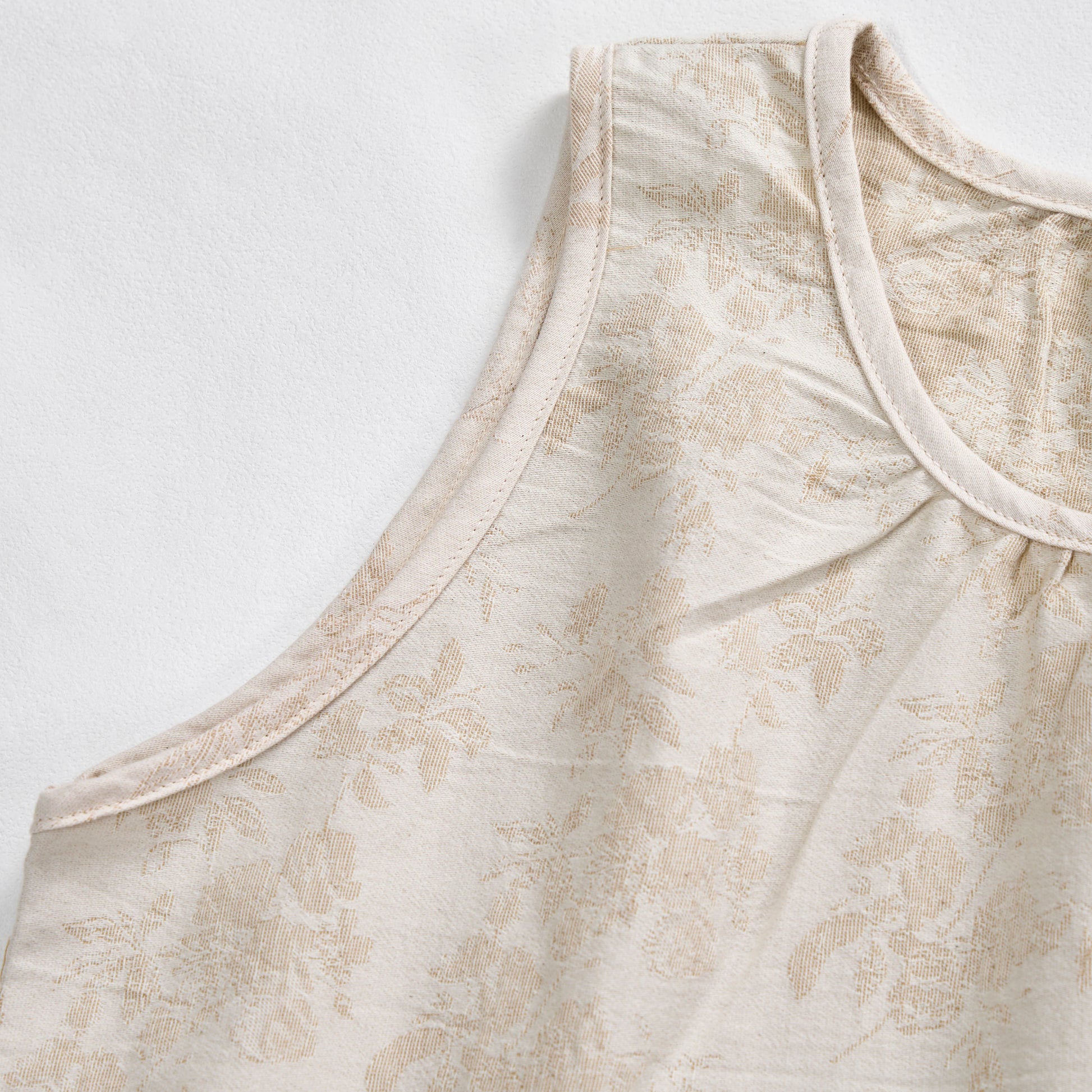 Beige Retro Flower Cotton Nightdress - image 4