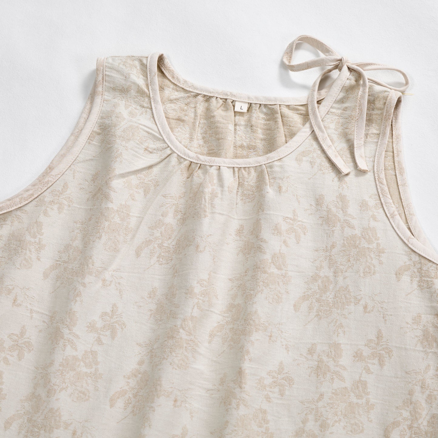 Beige Retro Flower Cotton Nightdress - image 2